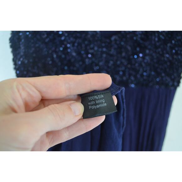 Y2K Silk Beaded Babydoll Dress Ruffle Hem Size Small - Picture 8 of 8